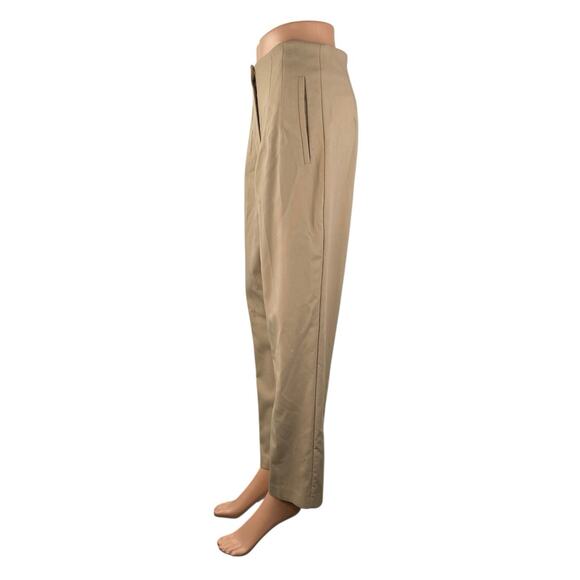 Zara Women's Tan Khaki Beige High Rise Tapered Leg Trousers Dress Pants Size M - Picture 2 of 5